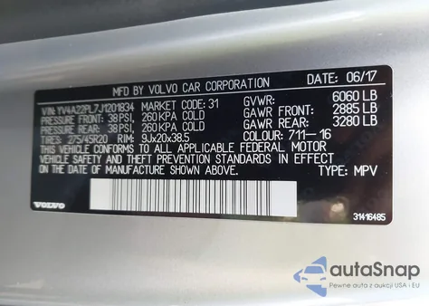 2018 Volvo Xc90 T6 Inscription z USA, uszkodzony, nr VIN YV4A22PL7J1201834